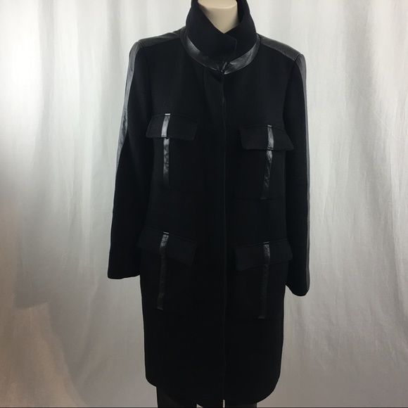 Donna Karan Jackets & Blazers - Donna Karan  Black Stand Collar  Wool Coat  M